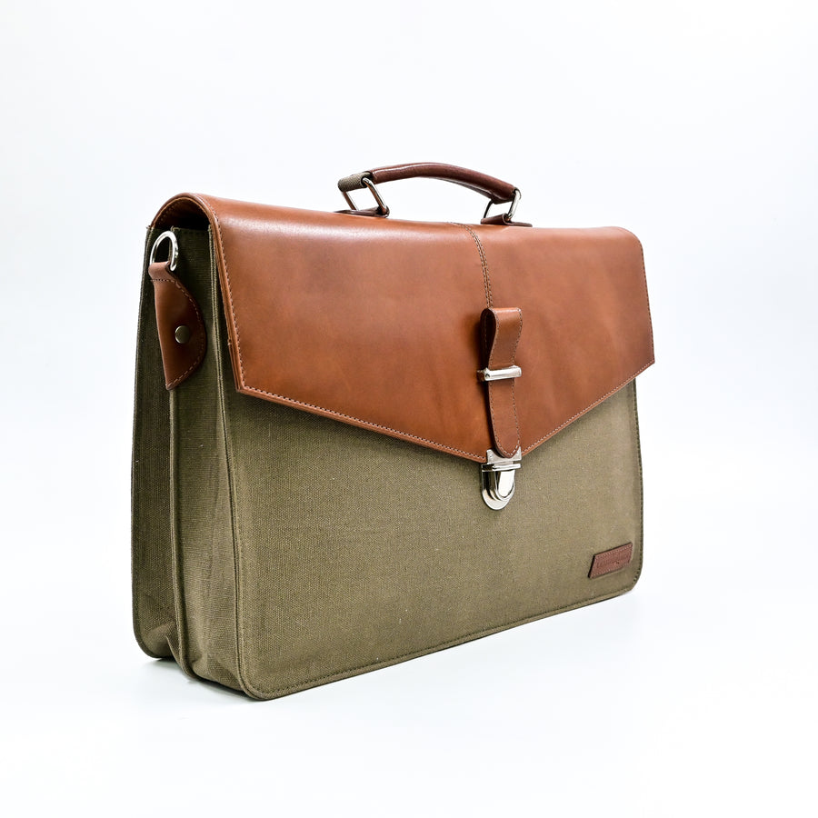 Transit Laptop Briefcase (Brown-Green)