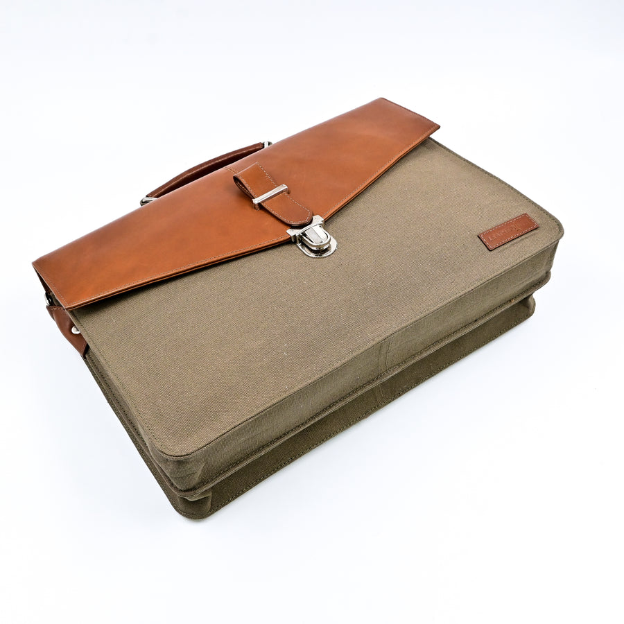 Transit Laptop Briefcase (Brown-Green)