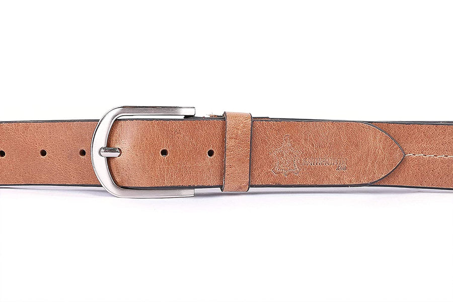 LEATHERINTH Casual Premium Genuine Leather Belts for Men and Boys(Tan) - Leatherinth