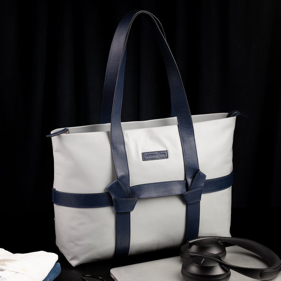 Knotted Tote Bag (Grey Blue)