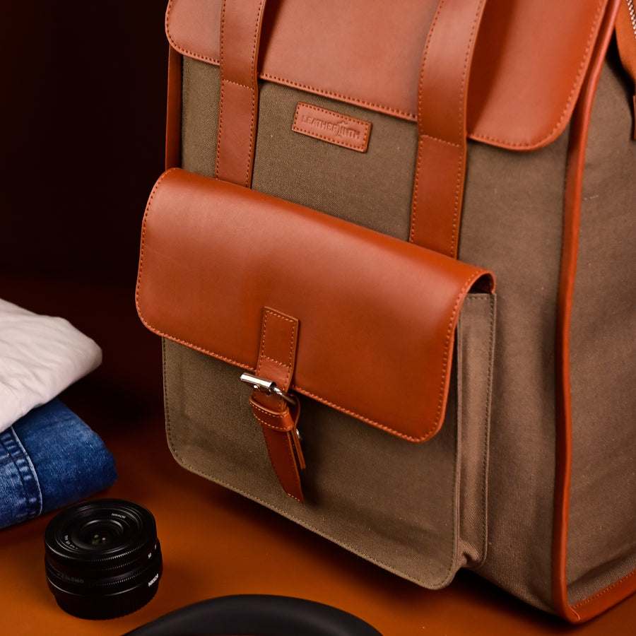 The Voyager Backpack (TAN-Green)