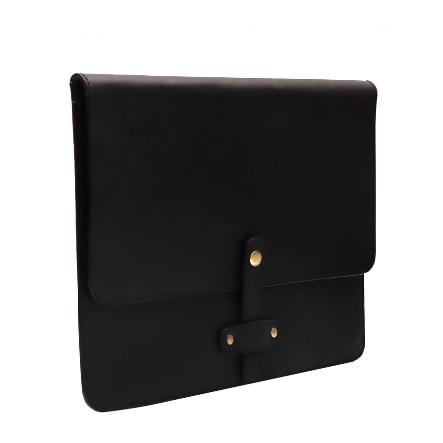 Macbook Sleeve 13 inch- Snap Closure (Black) - Leatherinth