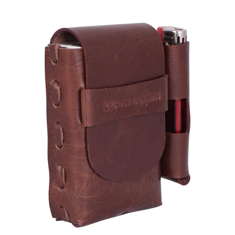 Interlaced Cigarette Case (Dark Brown) - Leatherinth