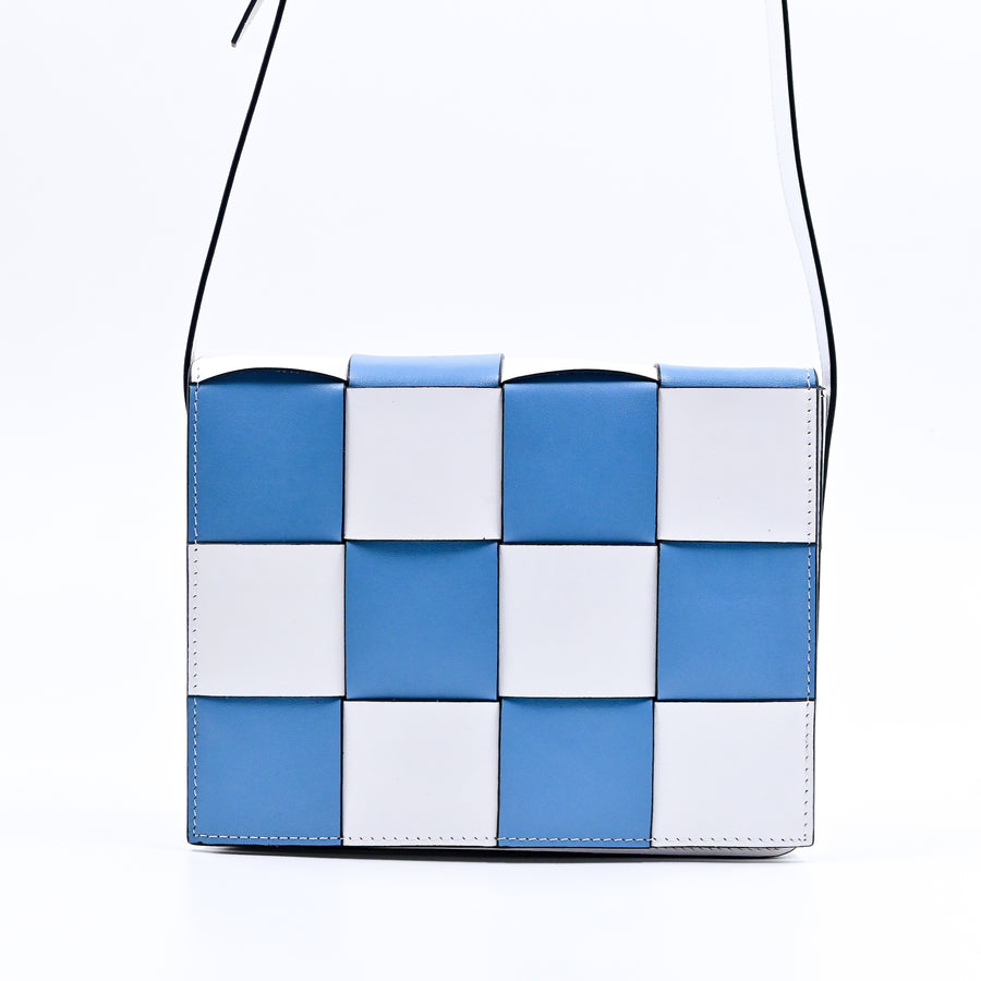 The Chequered Crossbody (White-Skyblue)