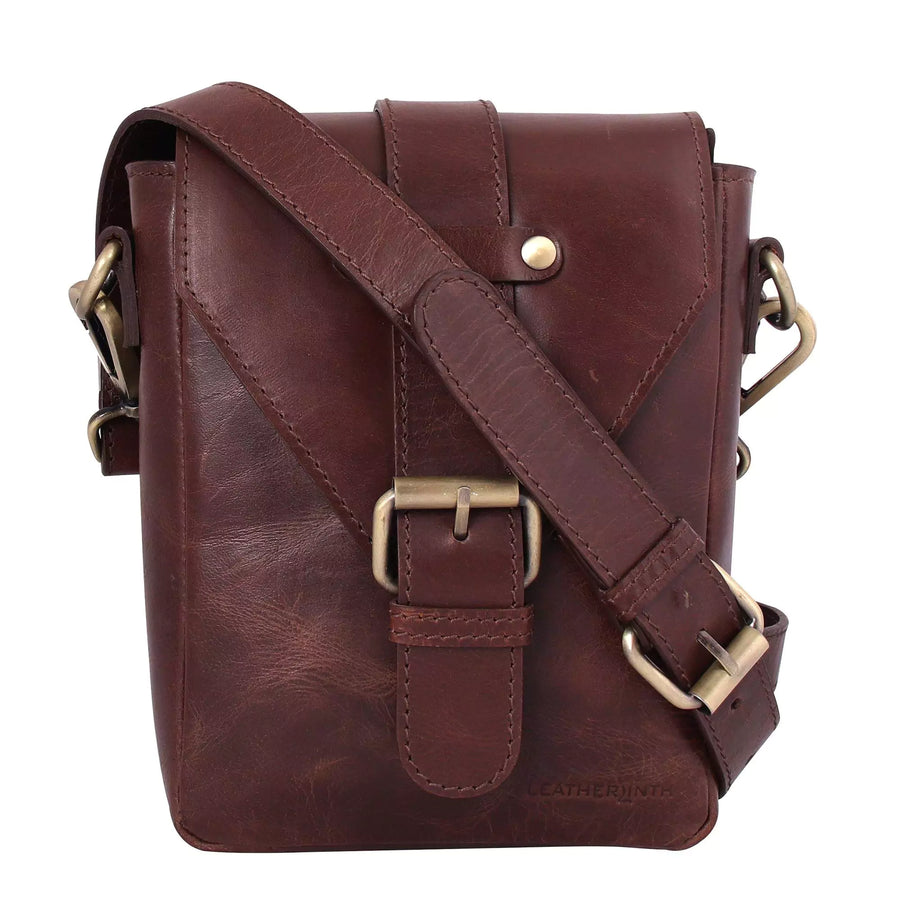 brown leather crossbody sling bags