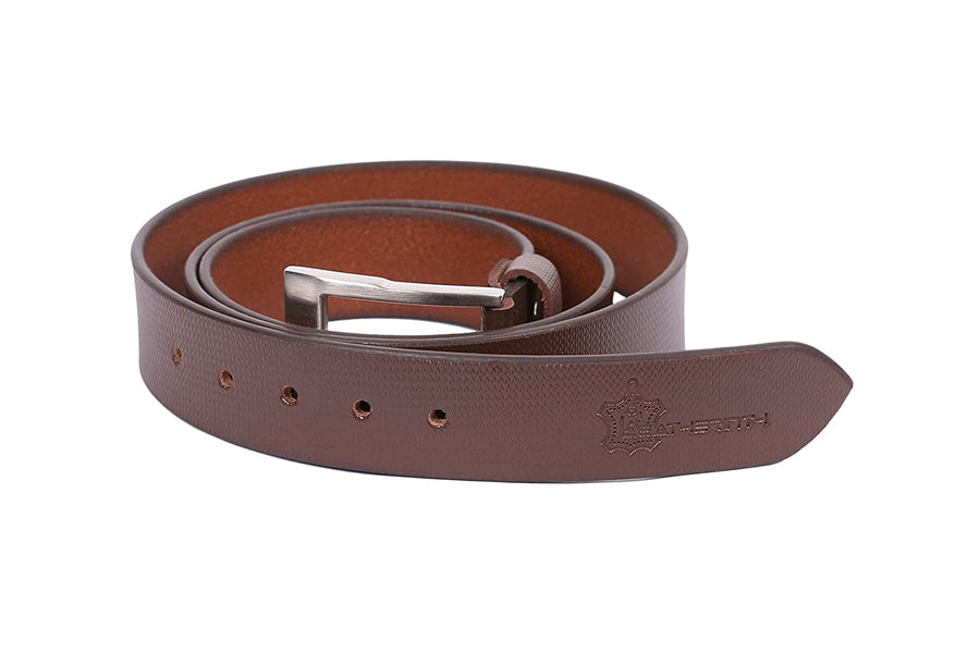 Leatherinth Men's Classic Genuine Formal Leather Belt for Men and Boys (Brown) - Leatherinth