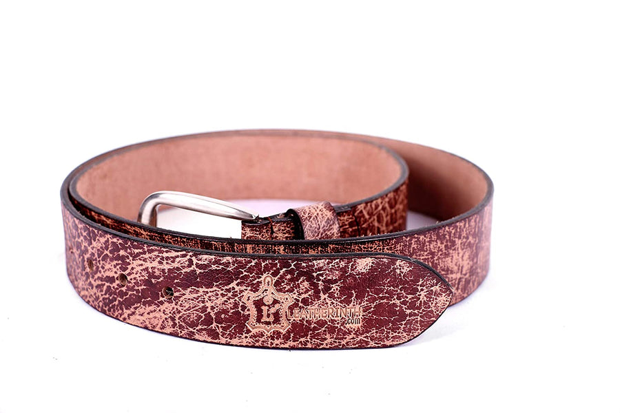 Leatherinth Casual Handmade Leather Belt for Men’s and Boys (Maroon) - Leatherinth