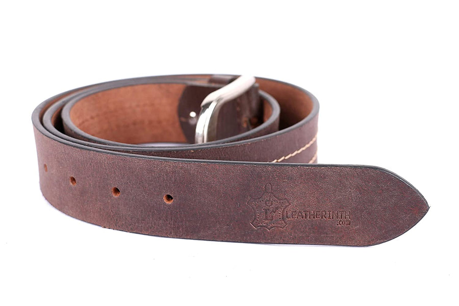 Leatherinth Premium Black Casual Leather Belt for Men and Boys - Leatherinth