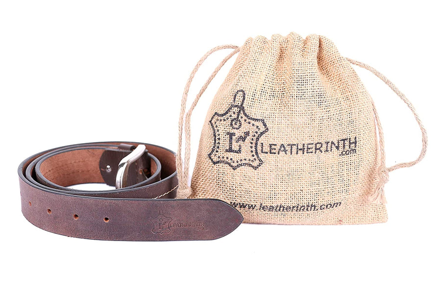 Leatherinth Premium Black Casual Leather Belt for Men and Boys - Leatherinth